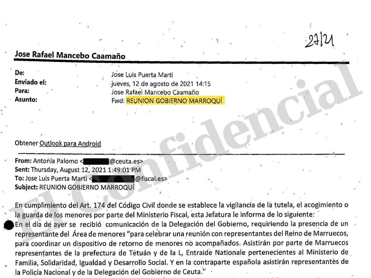 Foto: El correo que delató al Gobierno ante la Fiscalía. (EC)