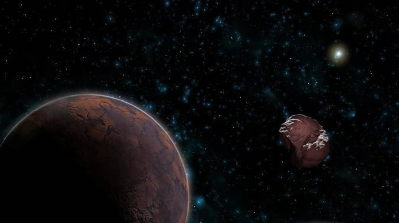 Los movimientos de los objetos transneptunianos extremos (ETNO, como el ilustrado a la derecha) sugieren que en los confines del sistema solar existe al menos un planeta desconocido (izquierda). / José Antonio Peñas (Sinc)