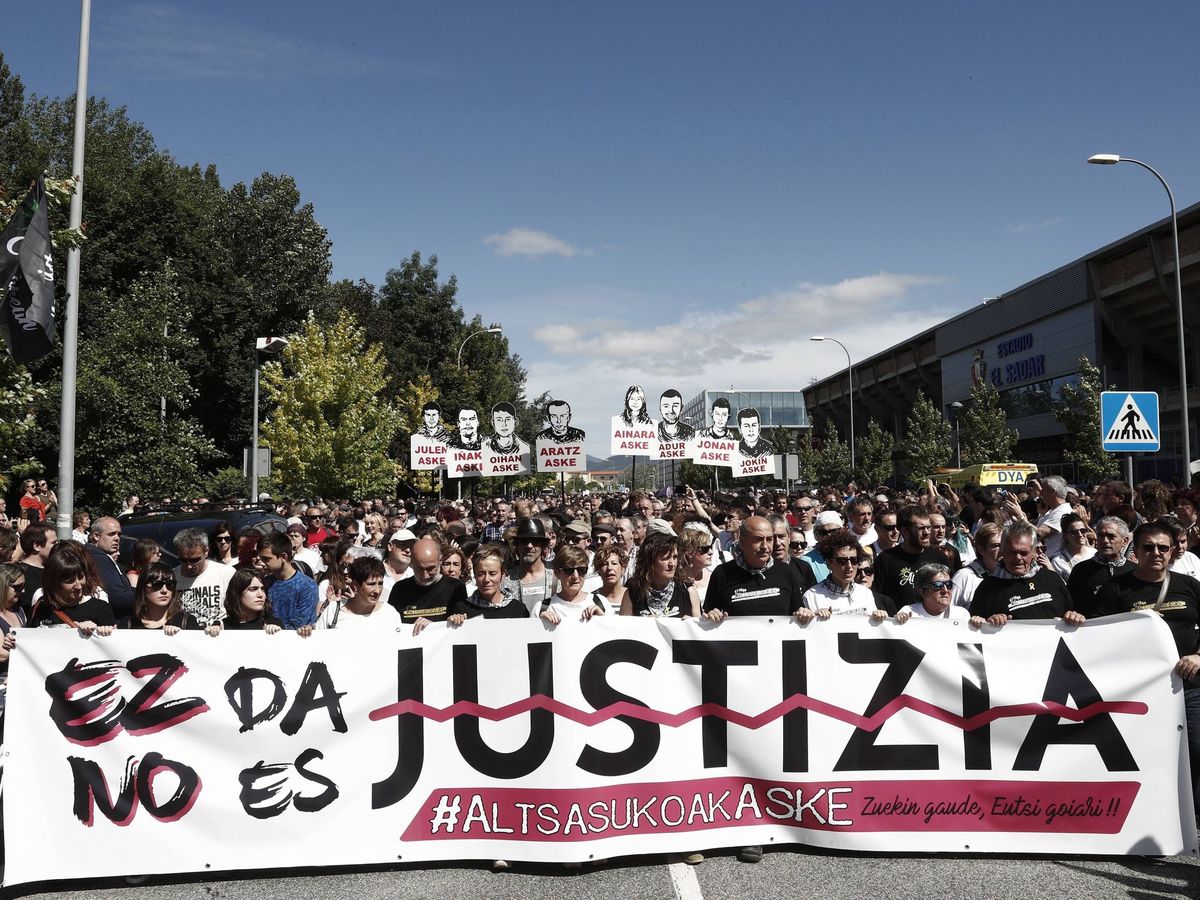 Foto: Manifestación convocada a favor de los condenados en 2018. (EFE)