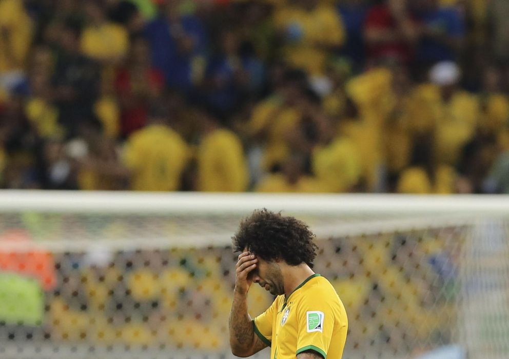 Foto: El defensa Marcelo, durante el partido Brasil-Alemania. 