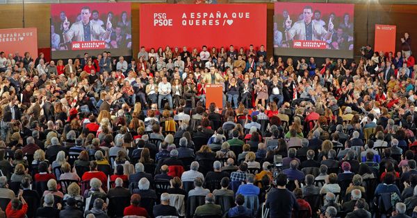 Foto: Pedro Sánchez durante su intervención en un acto del PSOE en A Coruña. (EFE)