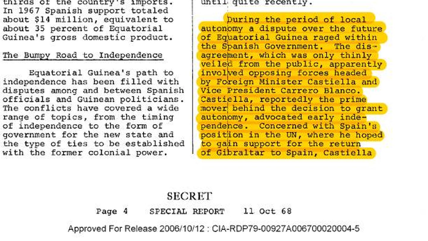 Informe de la CIA, 11 de octubre de 1968. National Archives.