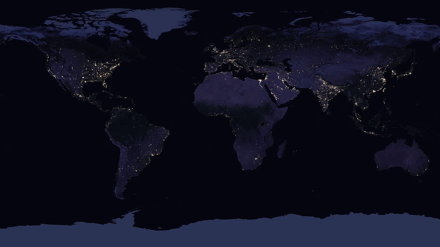 Visión del mundo de noche. Foto: NASA