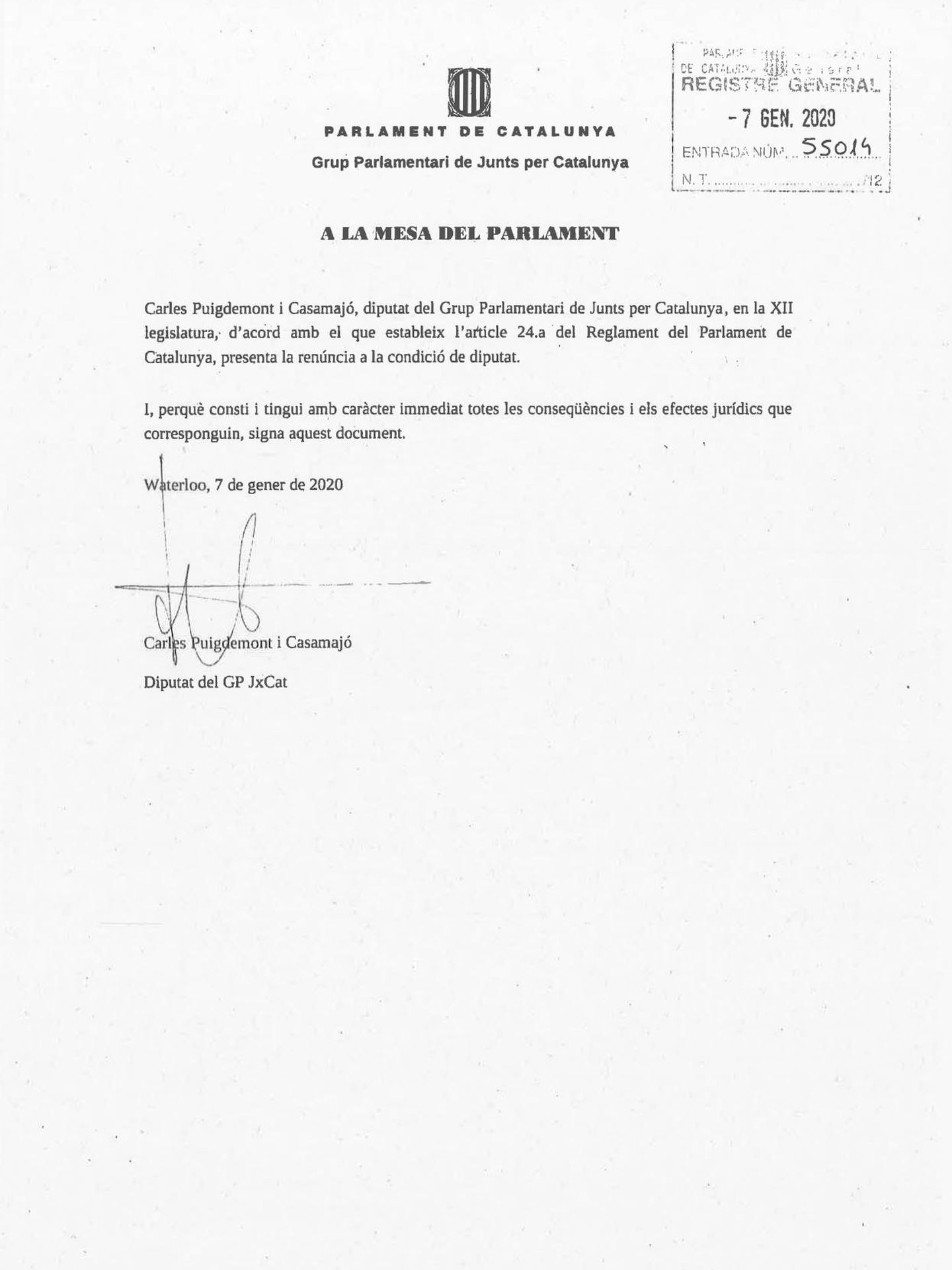 Pinche para leer la renuncia de Puigdemont.