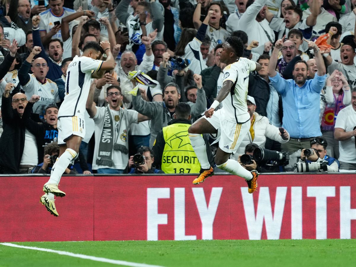 Foto: Rodrygo celebra su tanto en el partido imitando a Cristiano Ronaldo. (Europa Press)