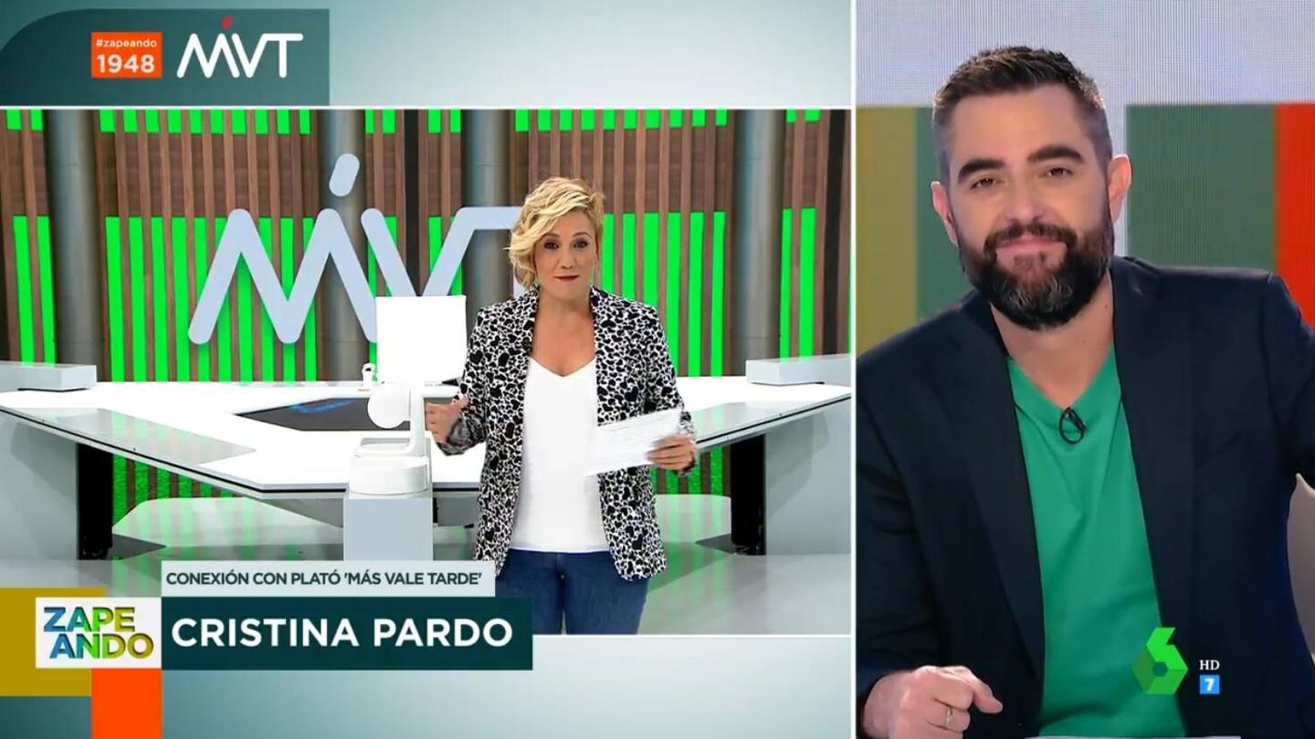Cristina Pardo en conexión con Dani Mateo. (Atresmedia Televisión)