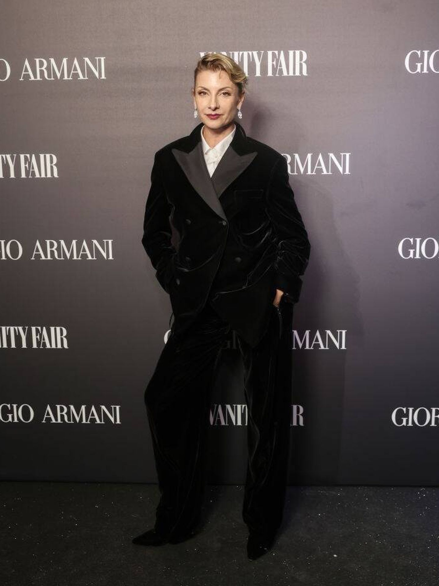 Najwa Nimri, vestida de Armani en la fiesta de la firma y 'Vanity Fair' en Venecia. (Getty)