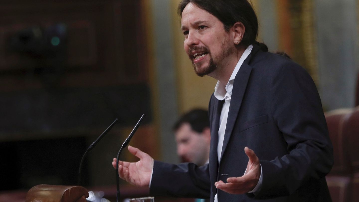El líder de Podemos Pablo Iglesias, durante su intervención esta mañana en el Cogreso. (EFE)