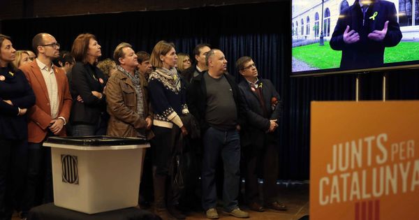 Foto: Intervención de Puigdemont desde Bruselas. (EFE)