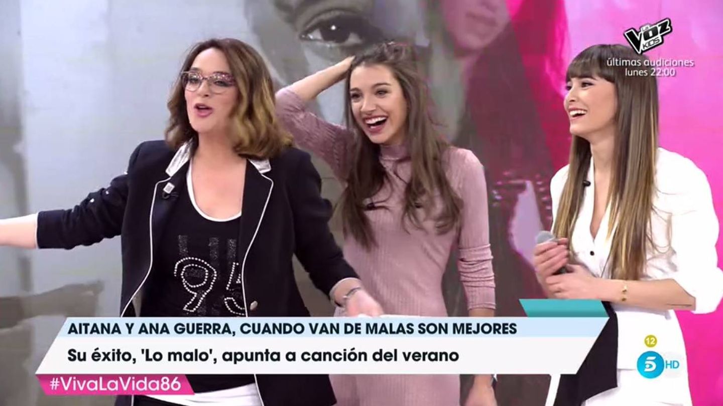 Ana Guerra y Aitana  con Toñi Moreno en 'Viva la vida'.