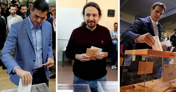 Foto: Pedro Sánchez, Pablo Iglesias y Albert Rivera emitiendo sus votos. (EFE)