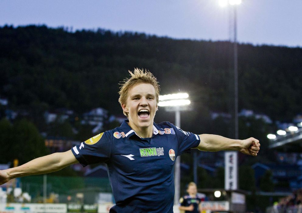 Foto: Odegaard celebrando un gol con su actual equipo, el Stromsgodset.