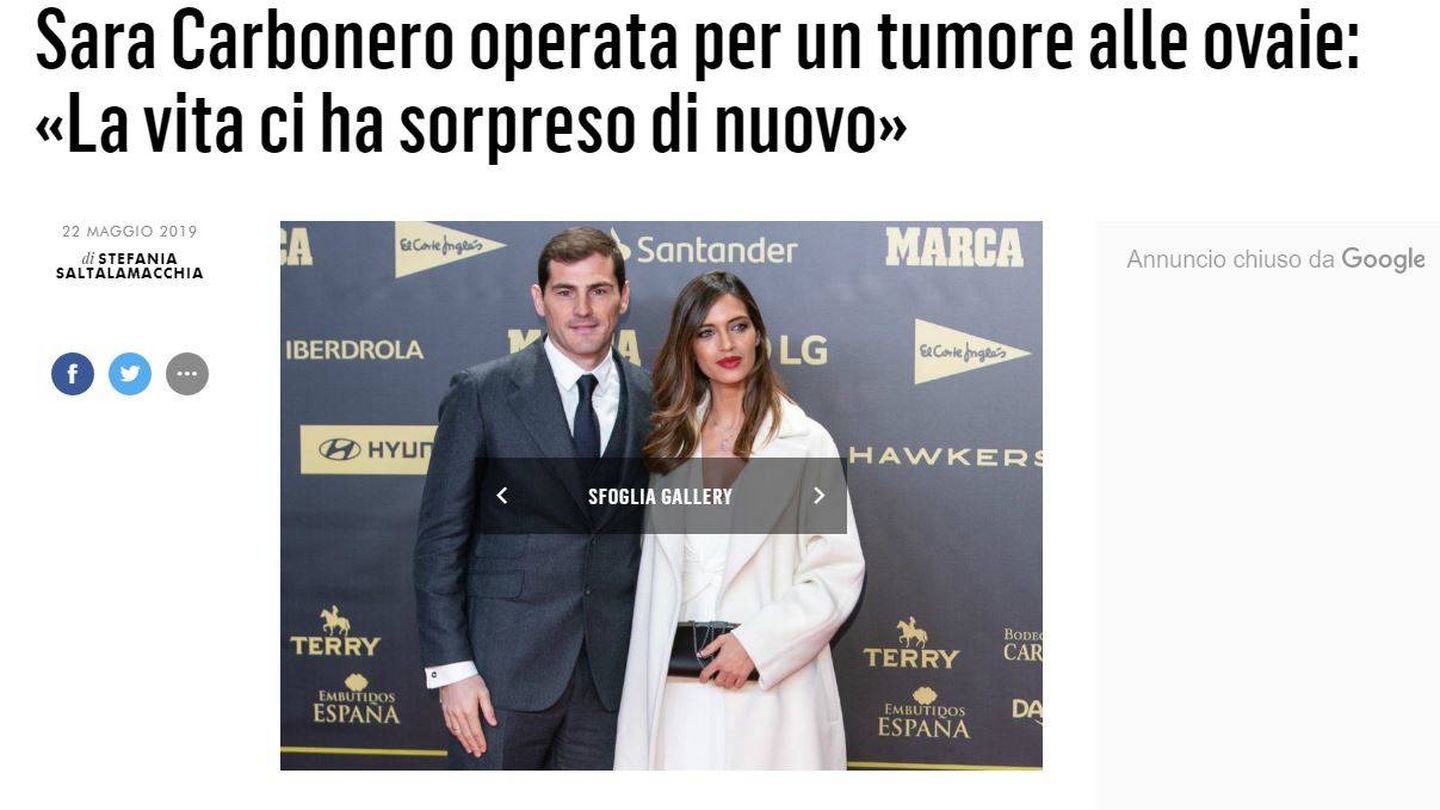 Carbonero y Casillas en la portada de 'Vanity Fair Italia'.