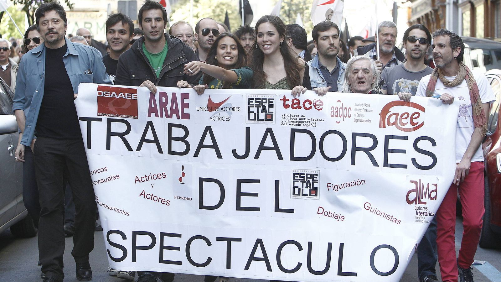 Foto: Protesta de actores frente a la Secretaría de Estado de Cultura. Foto: Ballesteros/EFE