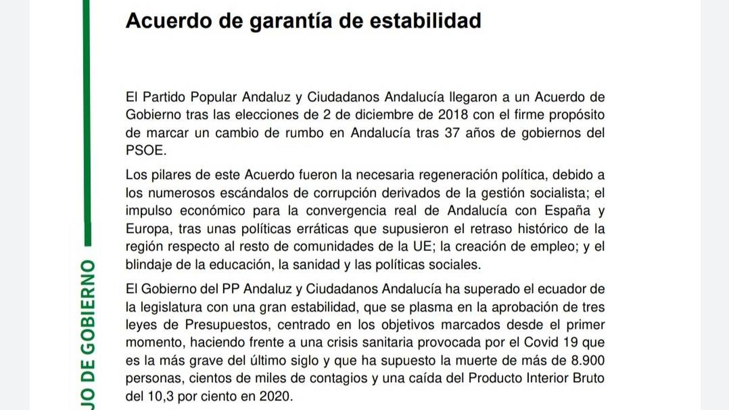 Pinche para leer el acuerdo de garantía de estabilidad del PP andaluz y Ciudadanos.