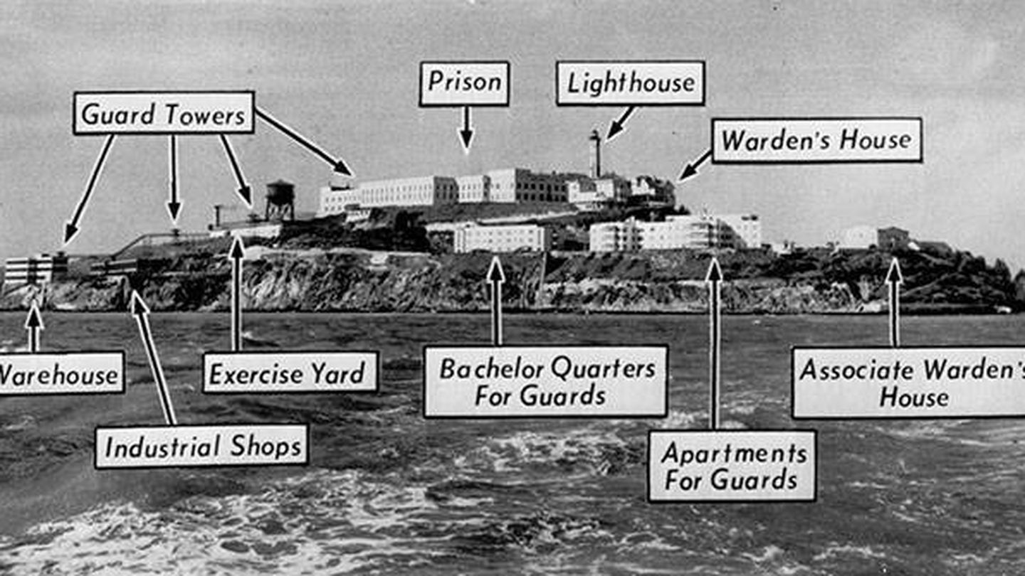 Esquema de cómo era Alcatraz en 1962.