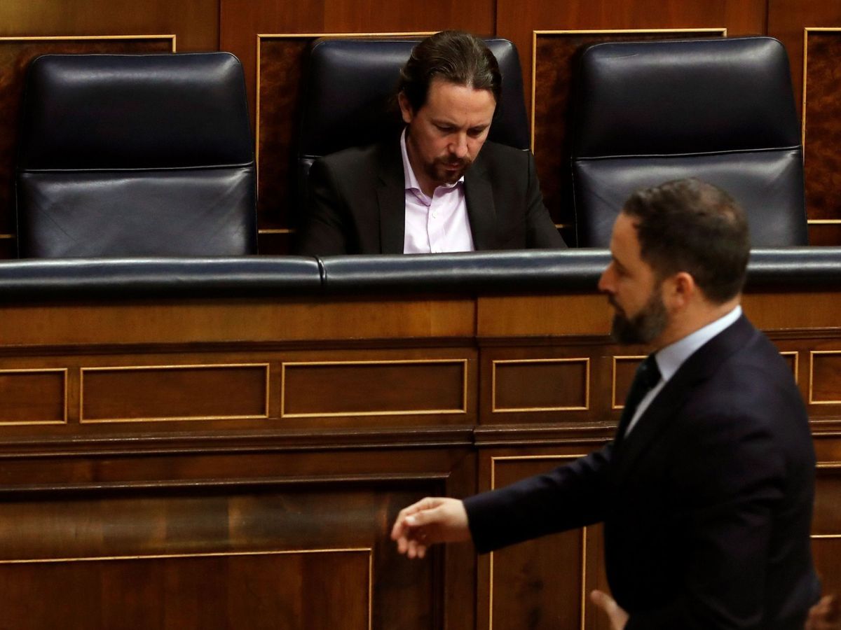 Foto: El vicepresidente del Gobierno, Pablo Iglesias (i), y el líder de Vox, Santiago Abascal (d). (EFE)