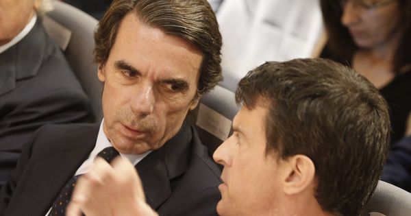 Foto: José María Aznar junto a Manuel Valls este jueves. (EFE)