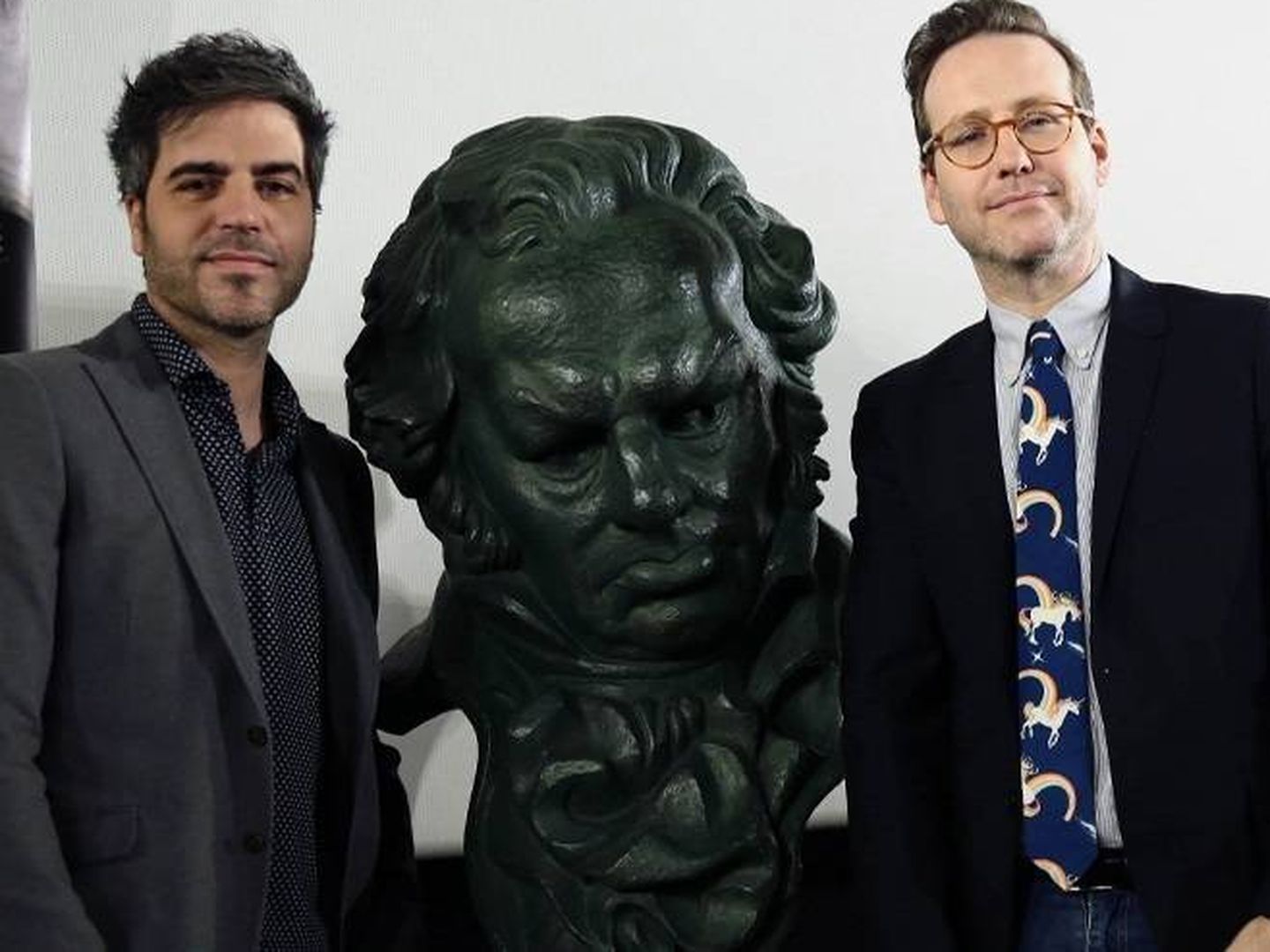 Ernesto Sevilla y Joaquin Reyes, en la presentación de los Goya 2018. (Cordon Press)