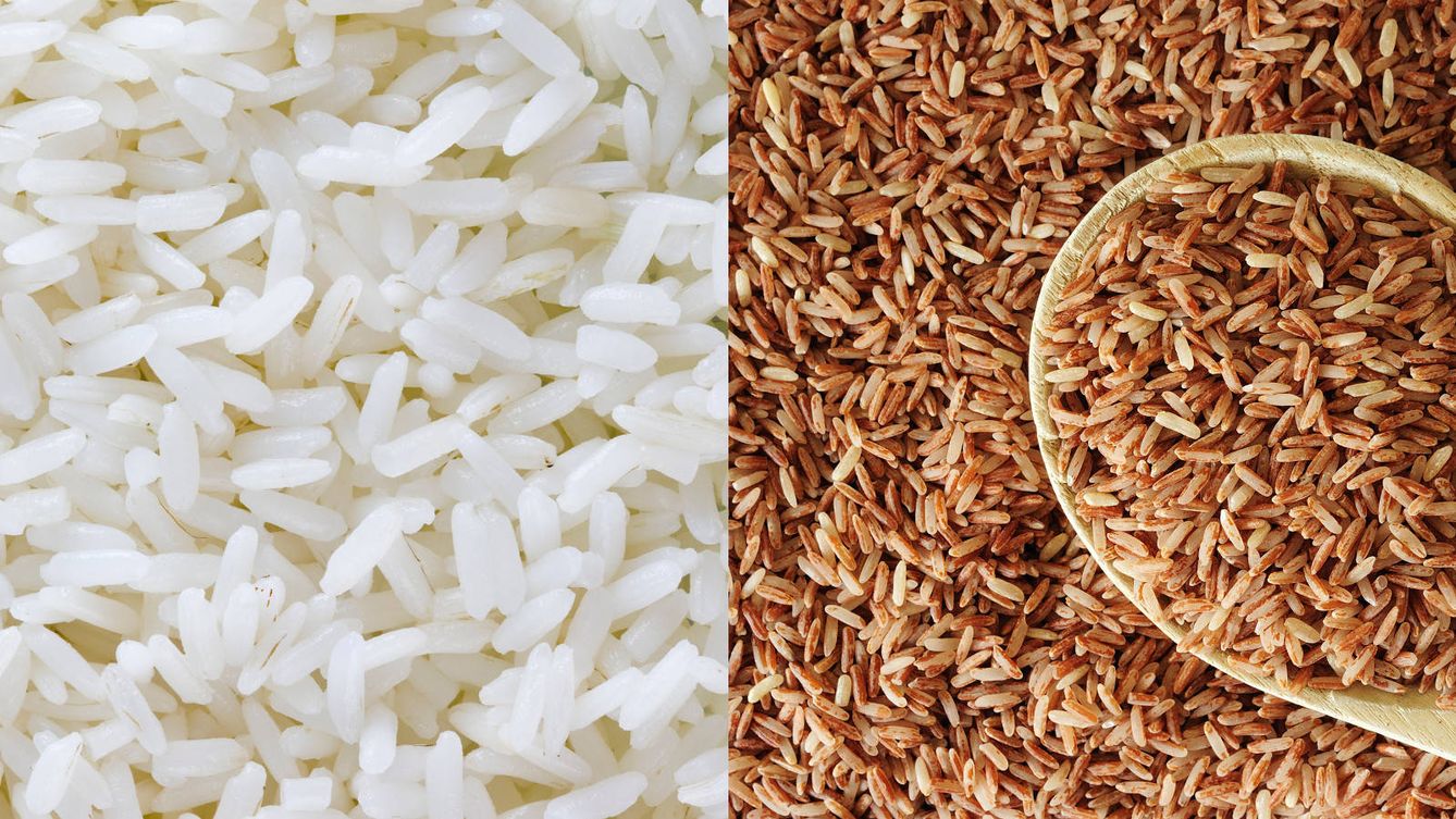 Foto: Arroz blanco frente a arroz integral
