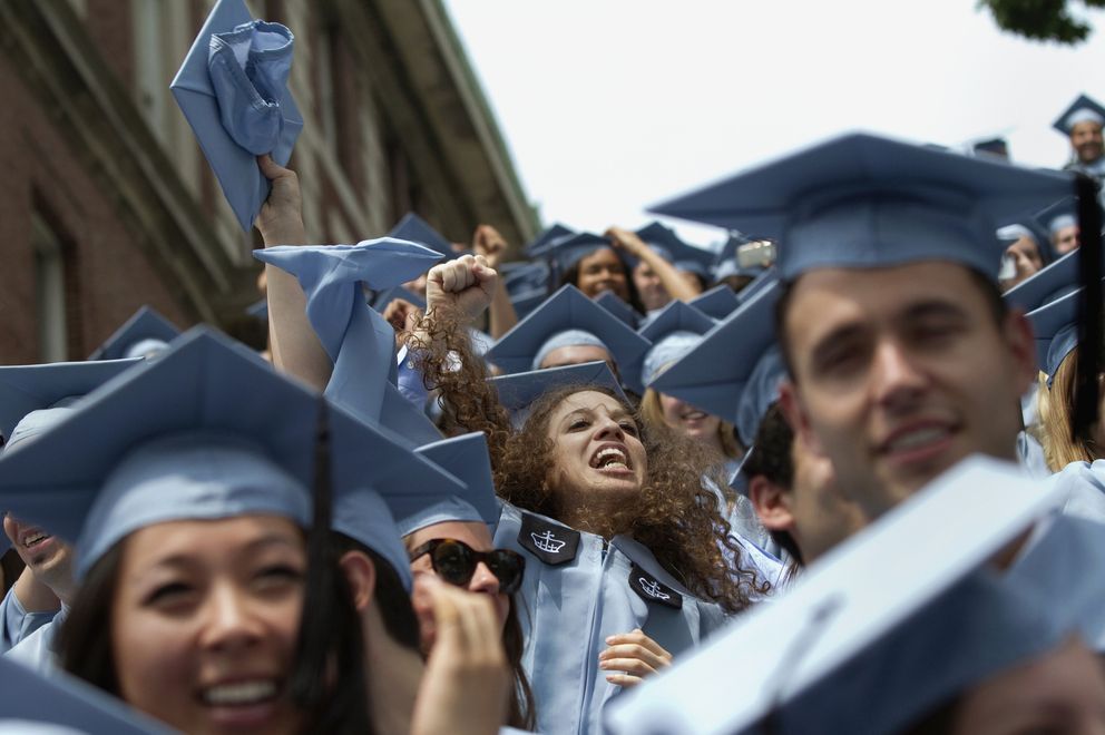 Graduados de la Universidad de Columbia durante la ceremonia, en Nueva York (Reuters). 