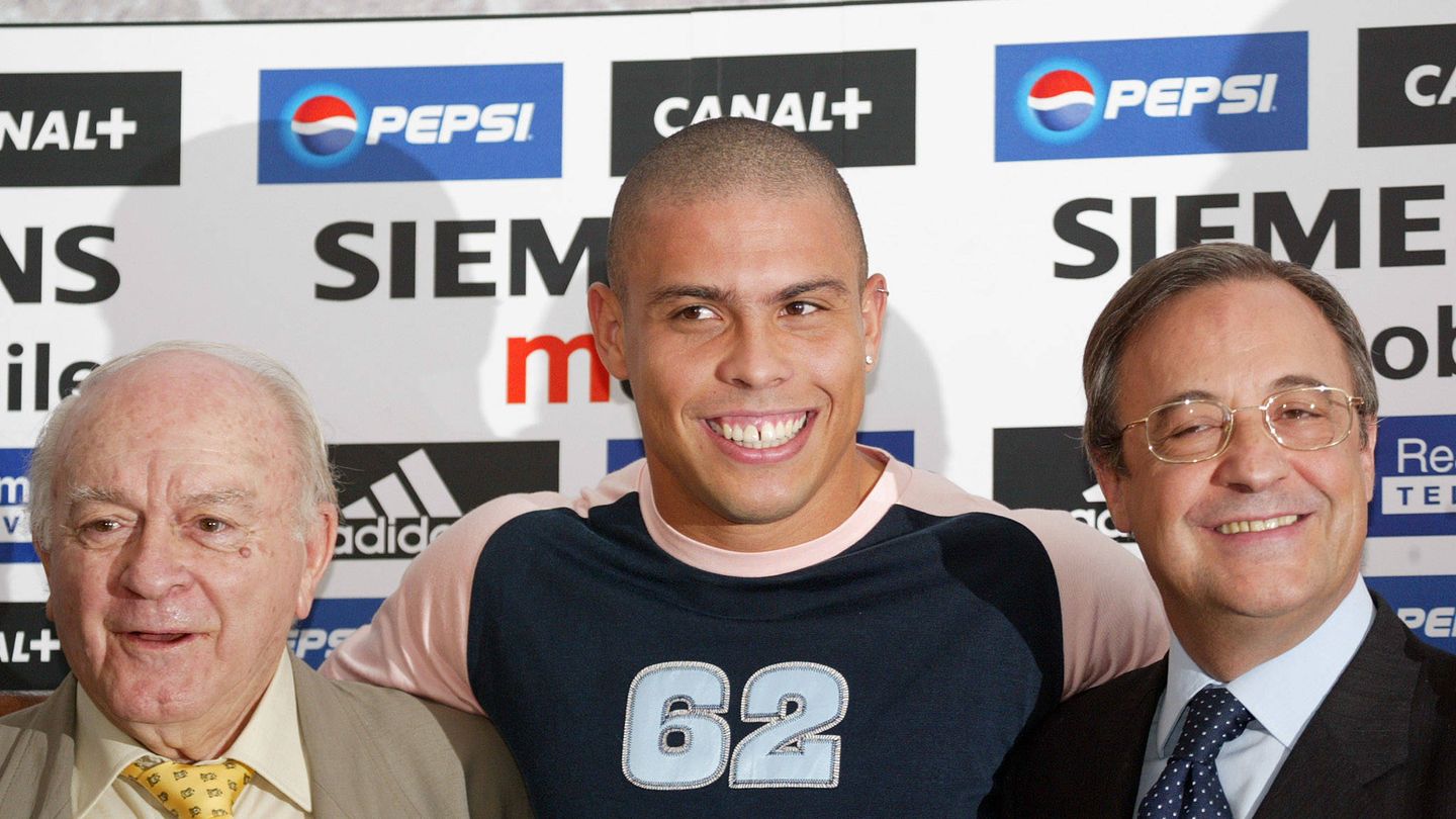 Di Stéfano, Ronaldo Nazario y Florentino Pérez. (Reuters)