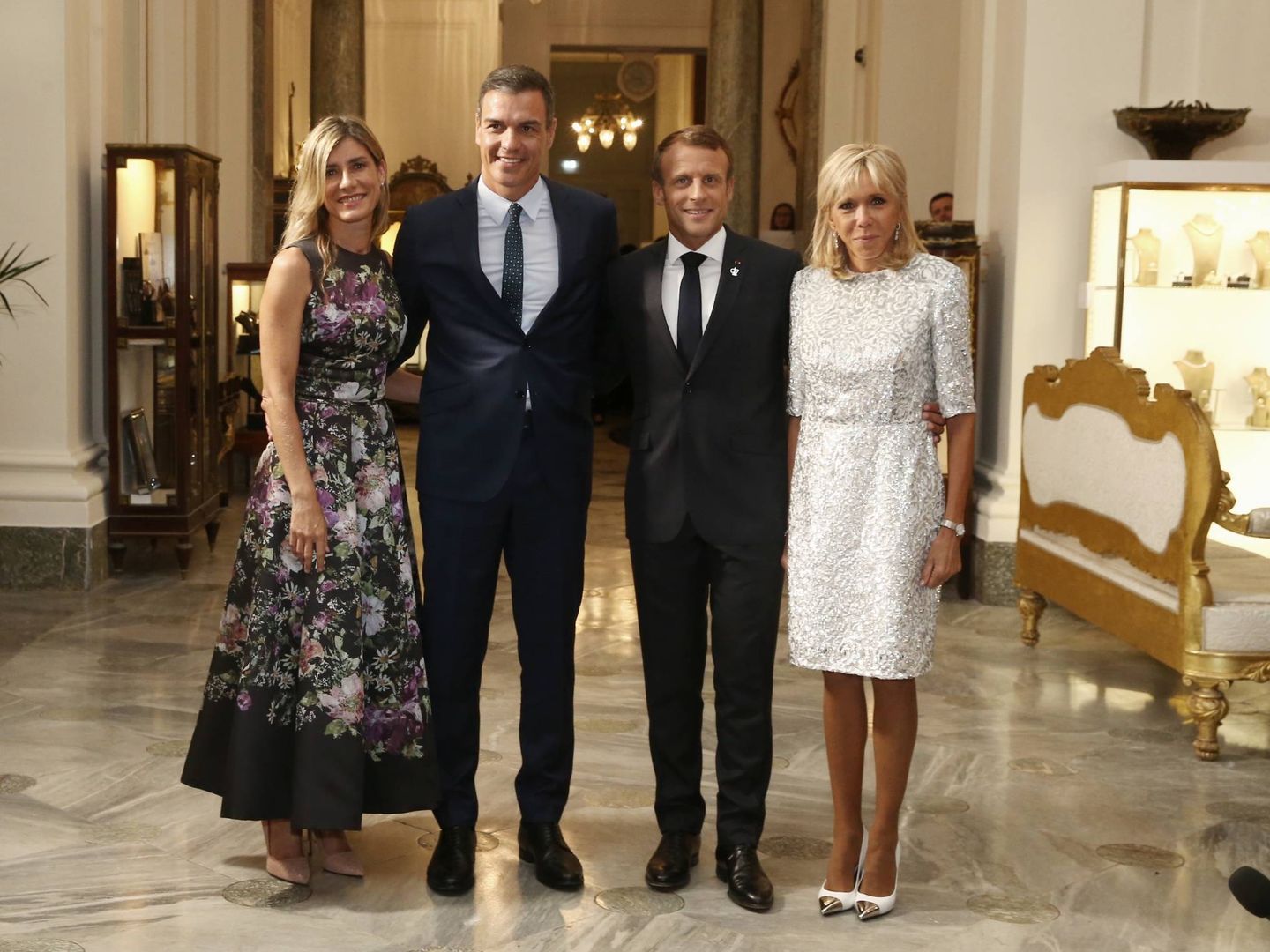 Begoña Gómez, Pedro Sánchez, Macron y Brigitte. (Archivo) 