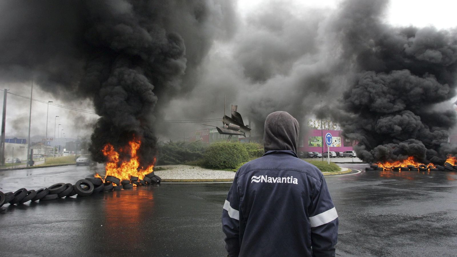 Foto: Movilización de los trabajadores de Navantia, en Ferrol. (Efe)