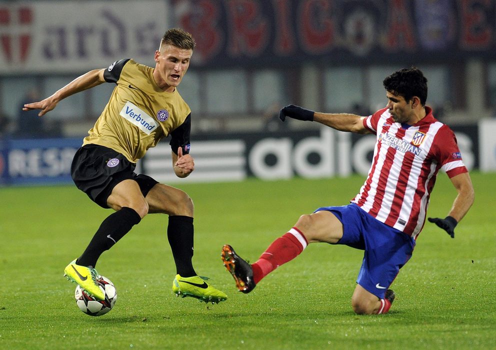 Foto: Diego Costa, durante el partido Austria Viena-Atlético de Madrid