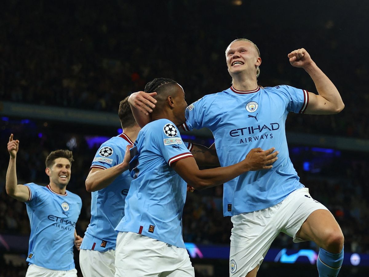 Foto: Haaland celebra un gol del Manchester City. (Reuters/Molly Darlington)