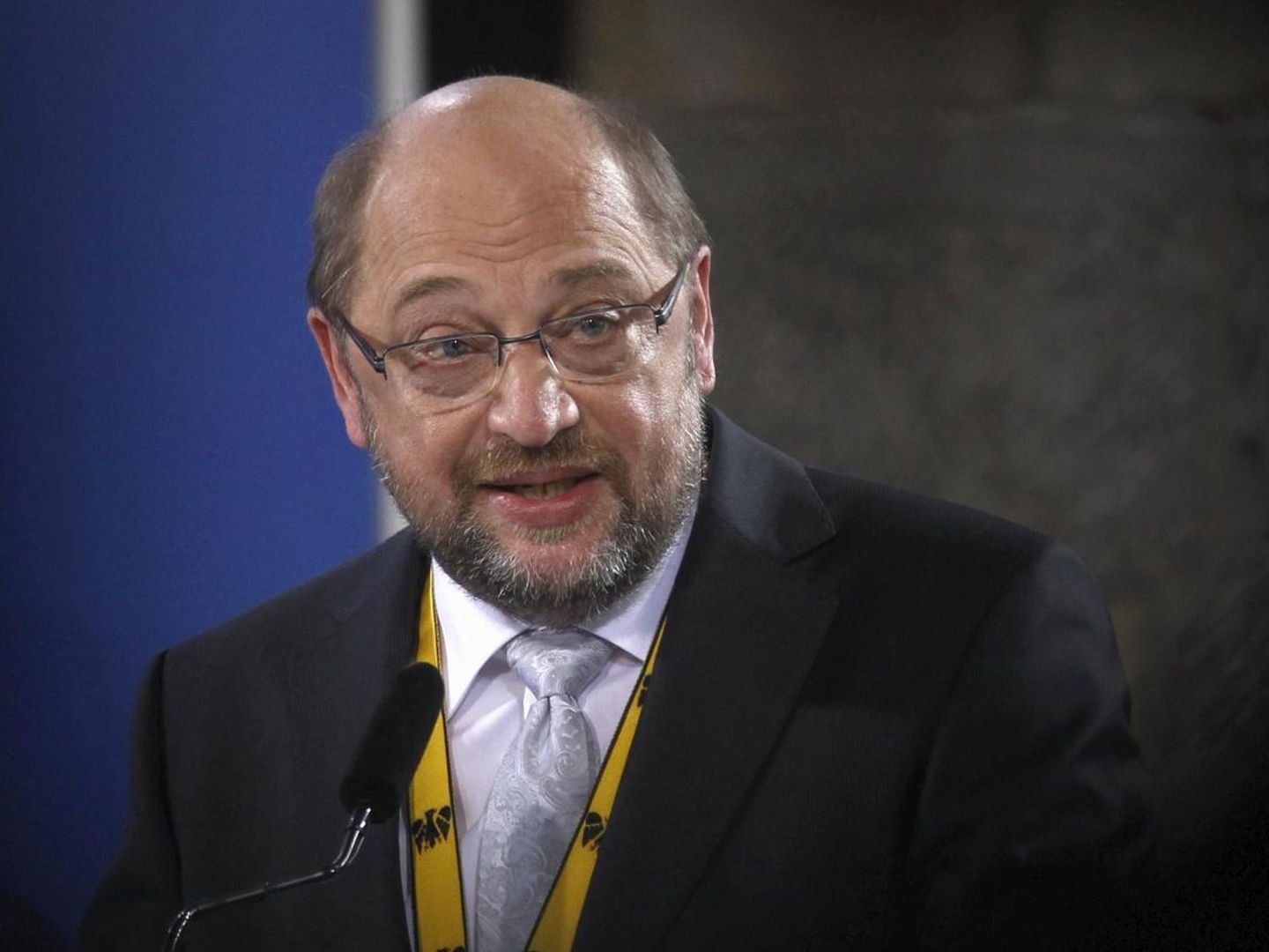 European parliament president schulz delivers a speech after receiving the charlemagne prize 2015 in aachen
