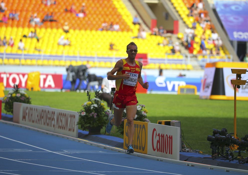 Foto: Sergio Sánchez, durante una de las eliminatorias de los Mundiales de Atletismo de Moscú 2013.