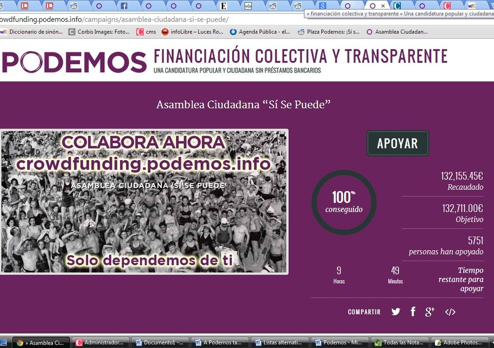 Foto: Crowdfunding de la asamblea ciudadana de Podemos. (Podemos.info)