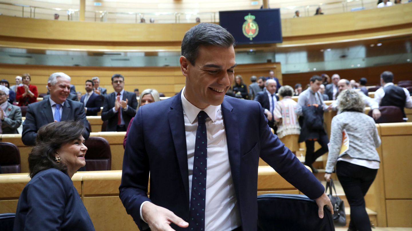 Pedro Sánchez en el Senado. (Reuters)