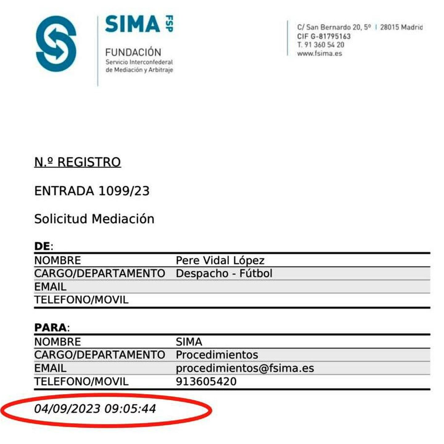 Documento del SIMA