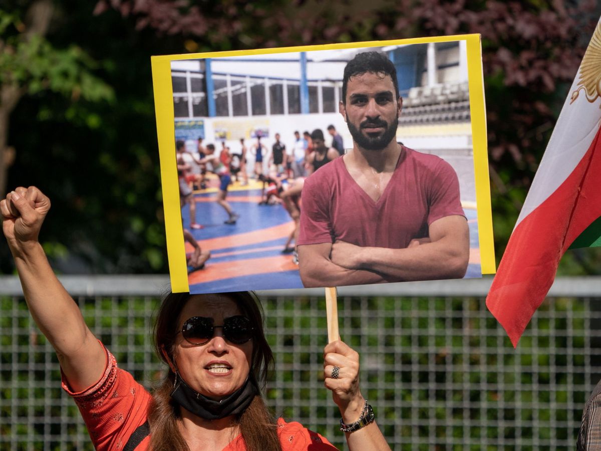 Foto: Protestas en Berlín contra la ejecución de Navid Afkari. (EFE)