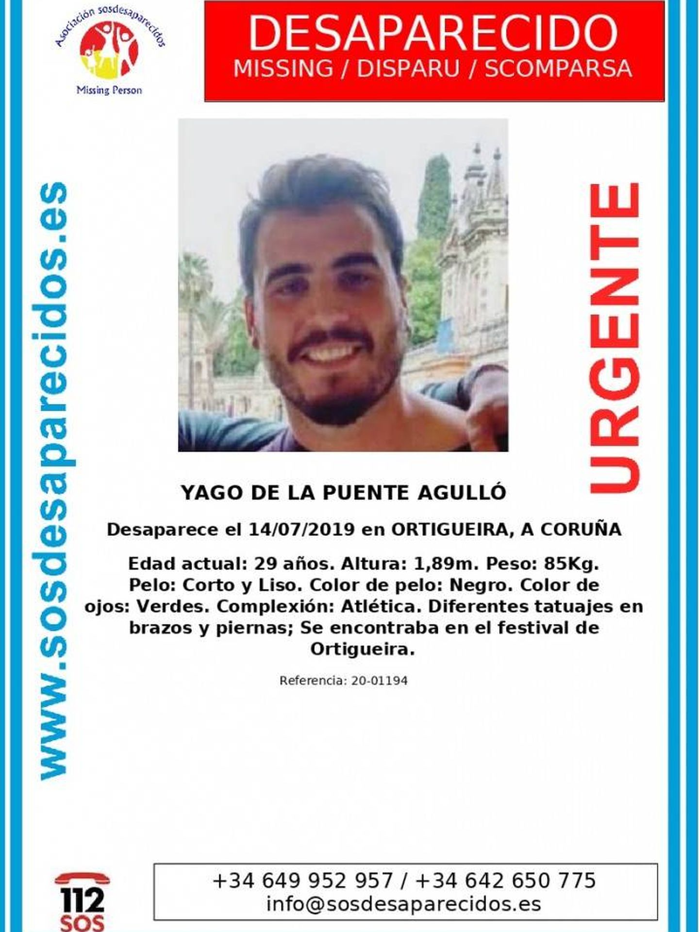Cartel de búsqueda de Yago de la Puente. (Foto: SOS Desaparecidos)