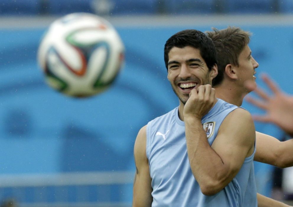 Foto: Luis Suárez, durante un entrenamiento en el Mundial con Uruguay.