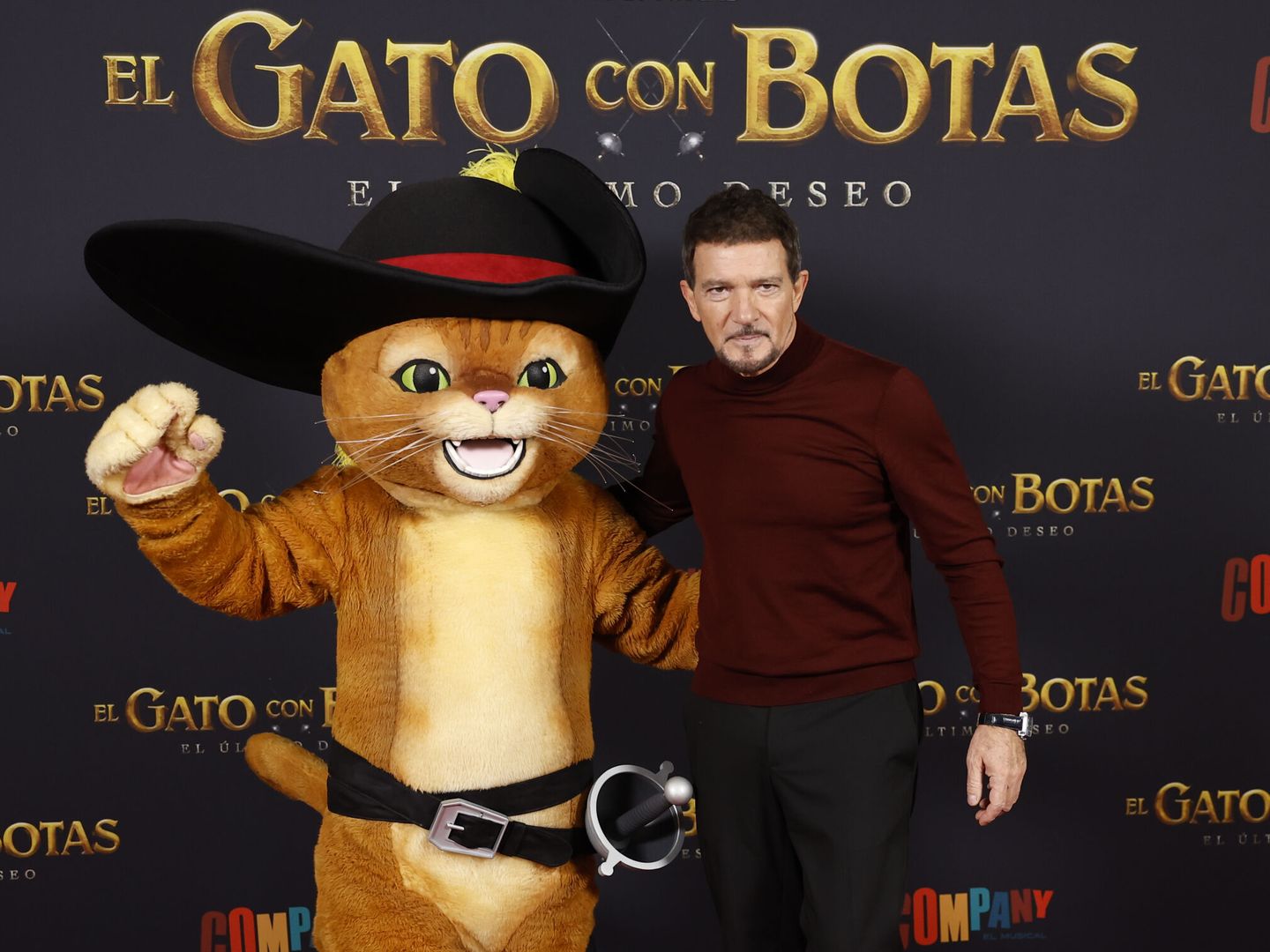 Antonio Banderas, durante la presentación de la película 'El Gato con Botas: El último deseo'. (EFE/Chema Moya)