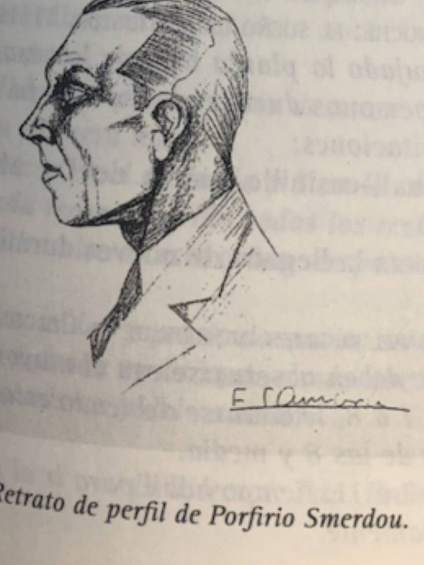 Dibujo de Porfirio Smerdou que aparece en el libro de Félix Álvarez.