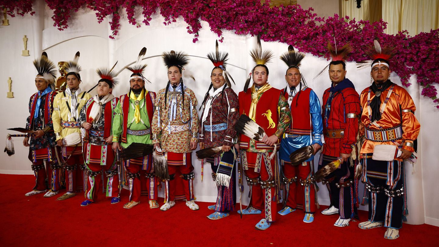 Members of the Osage Nation pose on the red carpet during the Oscars arrivals at the 96th Academy Awards in Hollywood, Los Angeles, California, U.S., March 10, 2024. REUTERS Sarah Meyssonnier