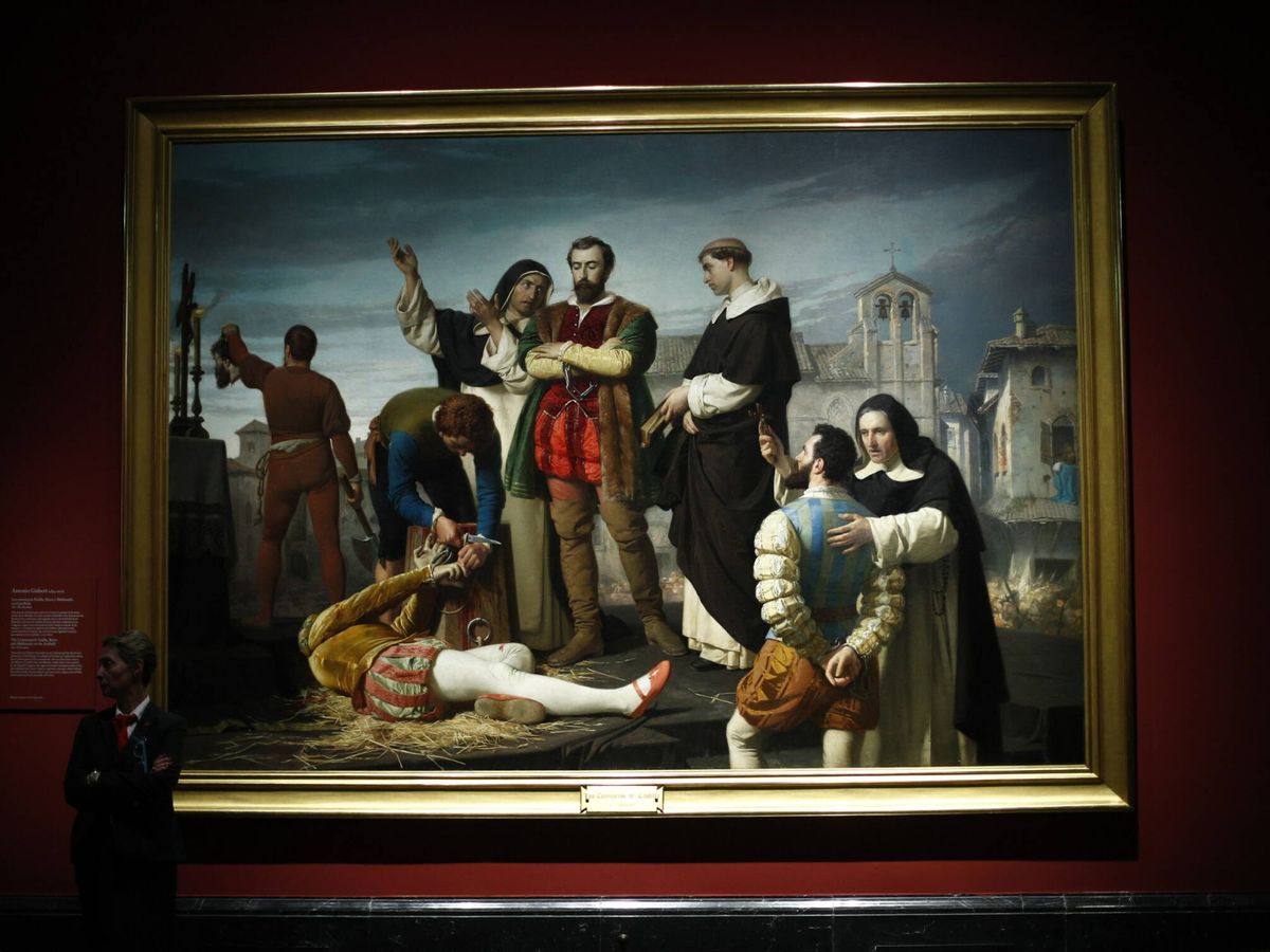 Foto: El cuadro 'Los comuneros, Padilla, Bravo y Maldonado en el patíbulo' de 1860 en el Museo del Prado. (Eduardo Parra/Europa Press)