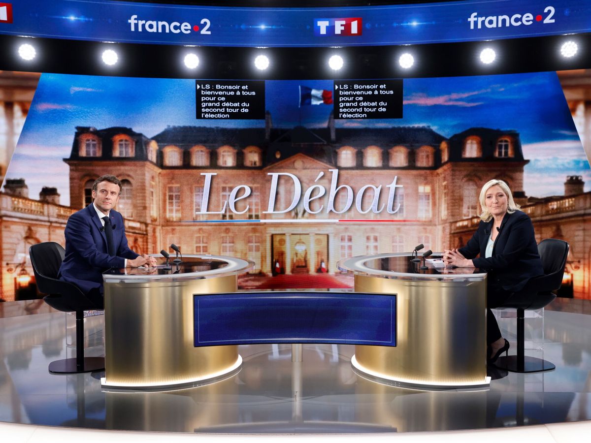 Foto: Debate entre Emmanuel Macron y Marine Le Pen. (EFE/EPA/Ludovic Marin)