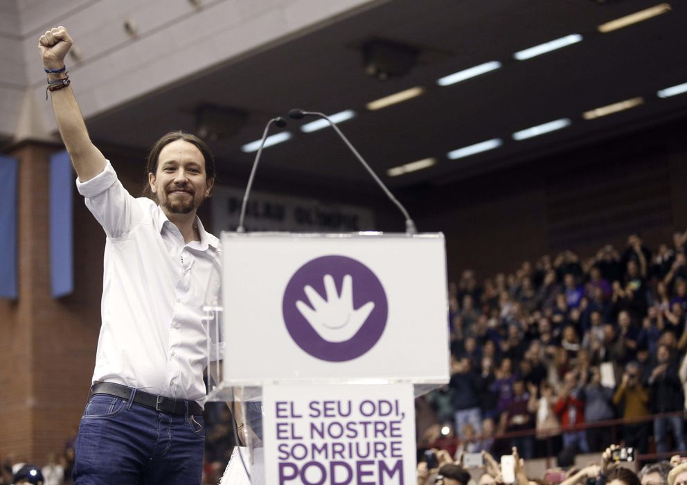 Foto: Pablo iglesias en su discurso de Barcelona (EFE)