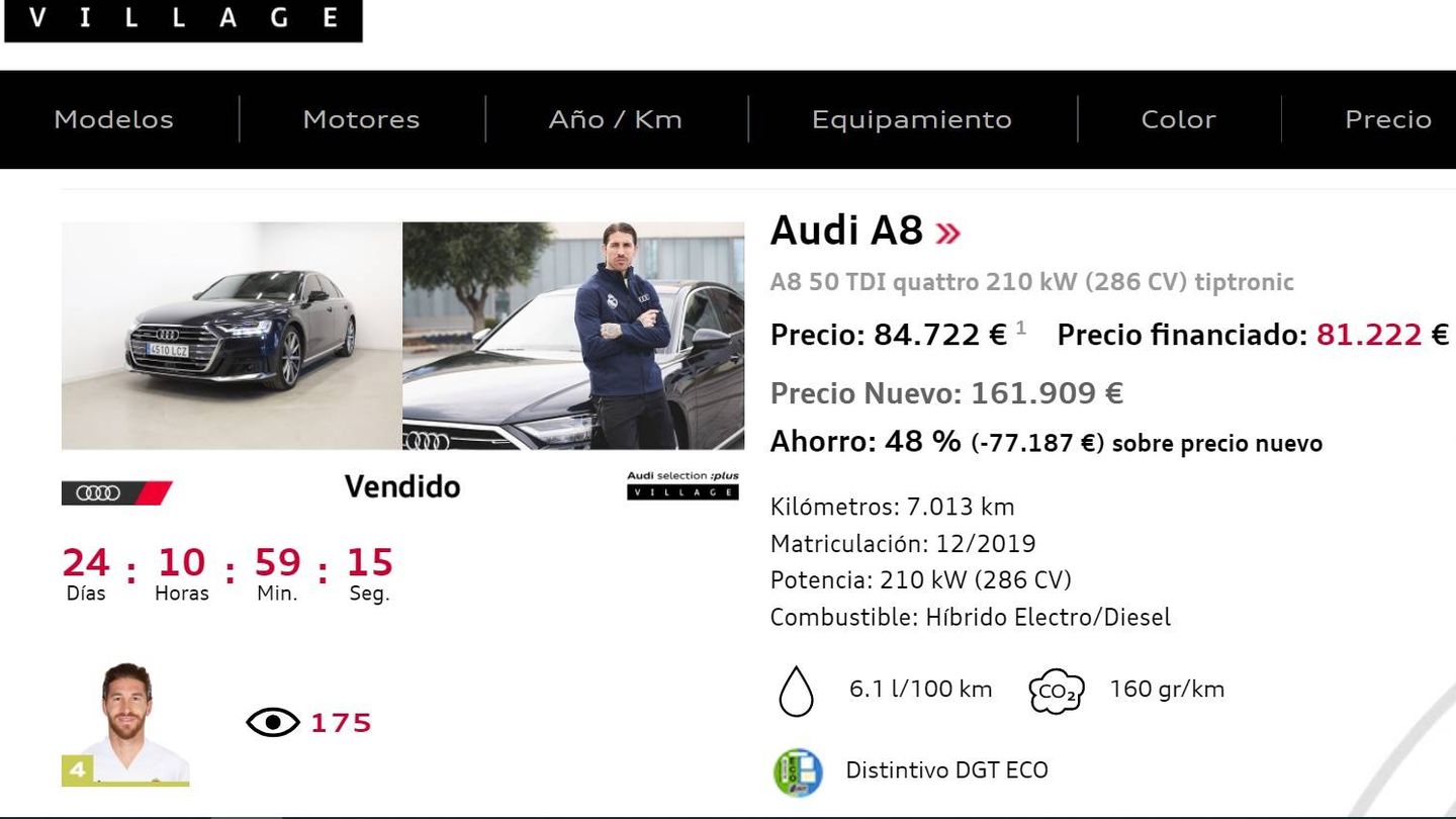El vehículo que perteneció a Sergio Ramos ya está vendido. 