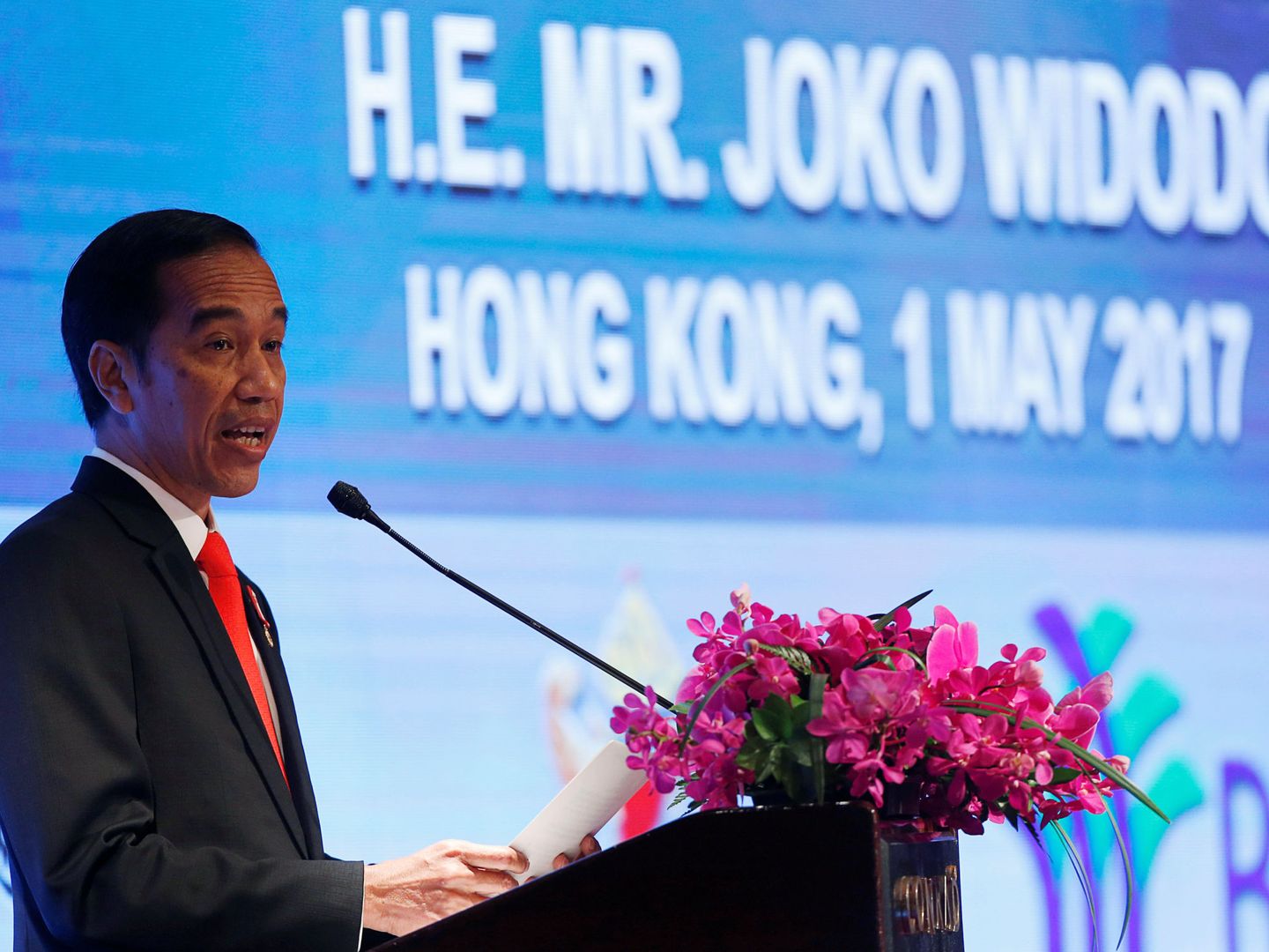 El presidente Joko 'Jokowi' Widodo durante su intervención en un foro en Hong Kong. (Reuters)