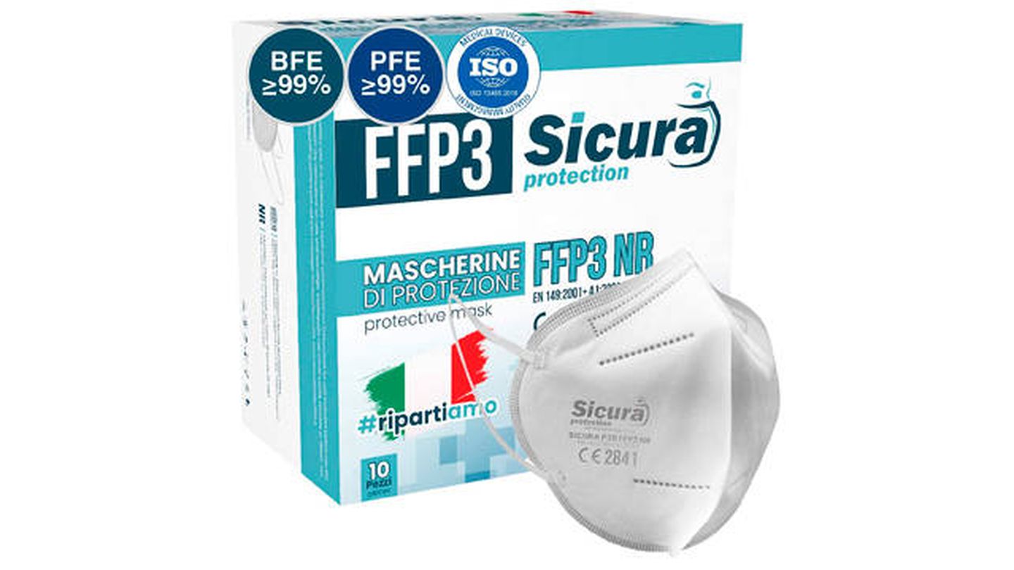 Pack de 10 mascarillas protectoras FFP3 fabricadas en Italia
