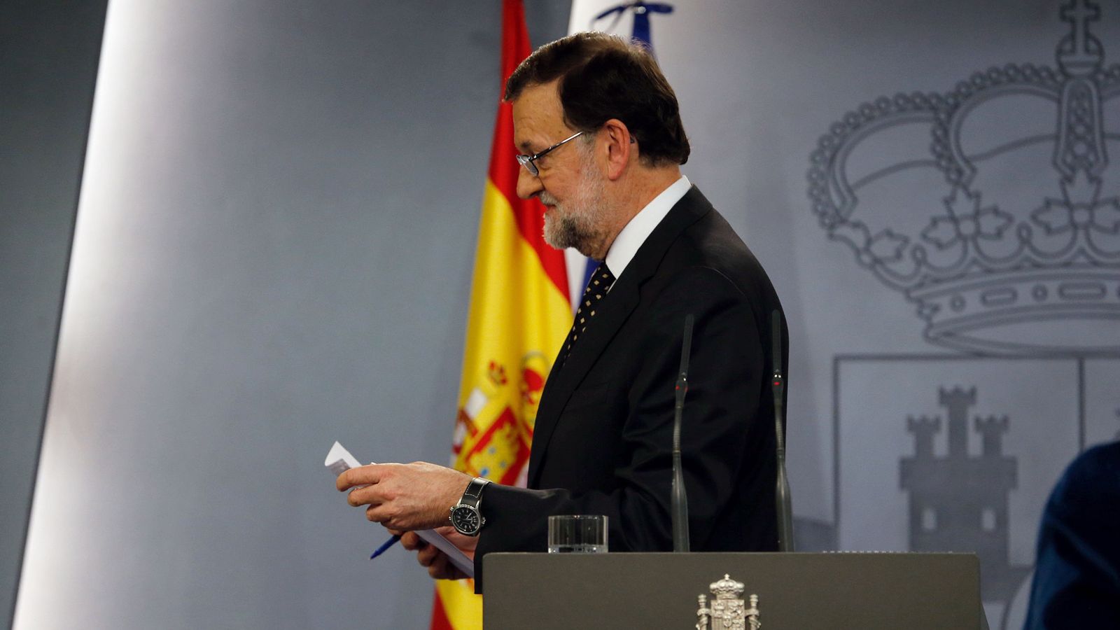 Foto: Mariano Rajoy, en la rueda de prensa tras la reunión mantenida con el rey Felipe VI. (EFE)