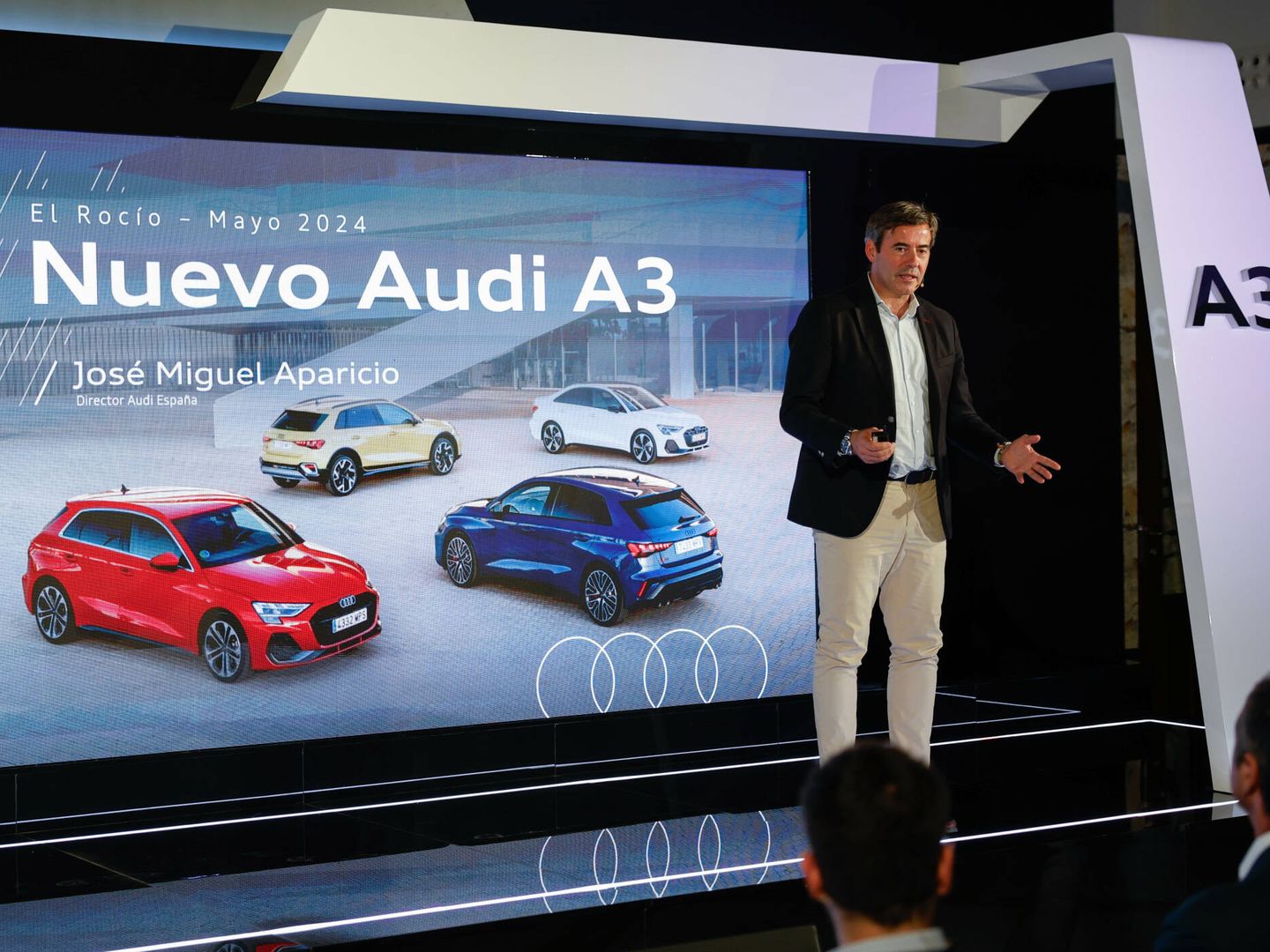 Aparicio, durante la presentación del nuevo A3, donde El Confidencial charló con el directivo de Audi.