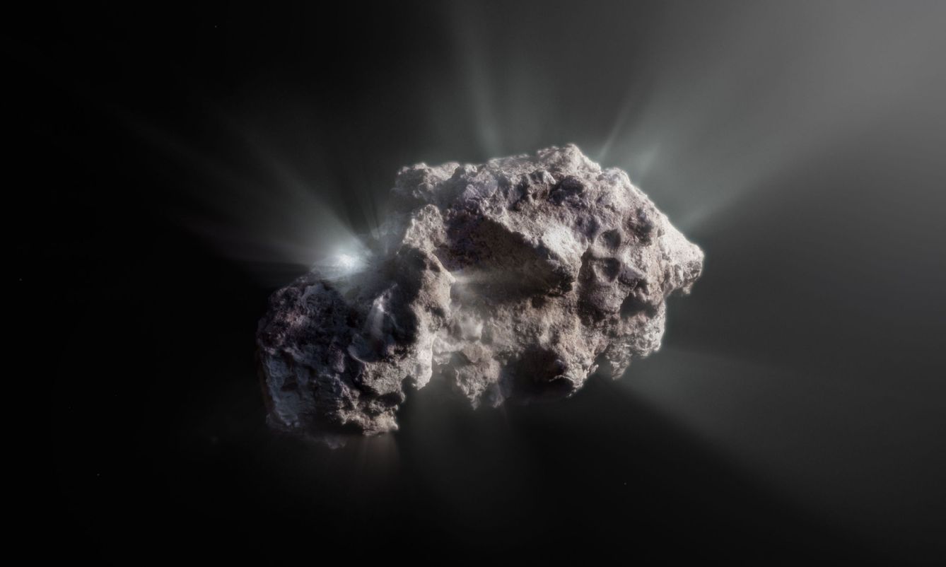Ilustración de un cometa interestelar que contendría hielos primitivos con compuestos orgánicos.